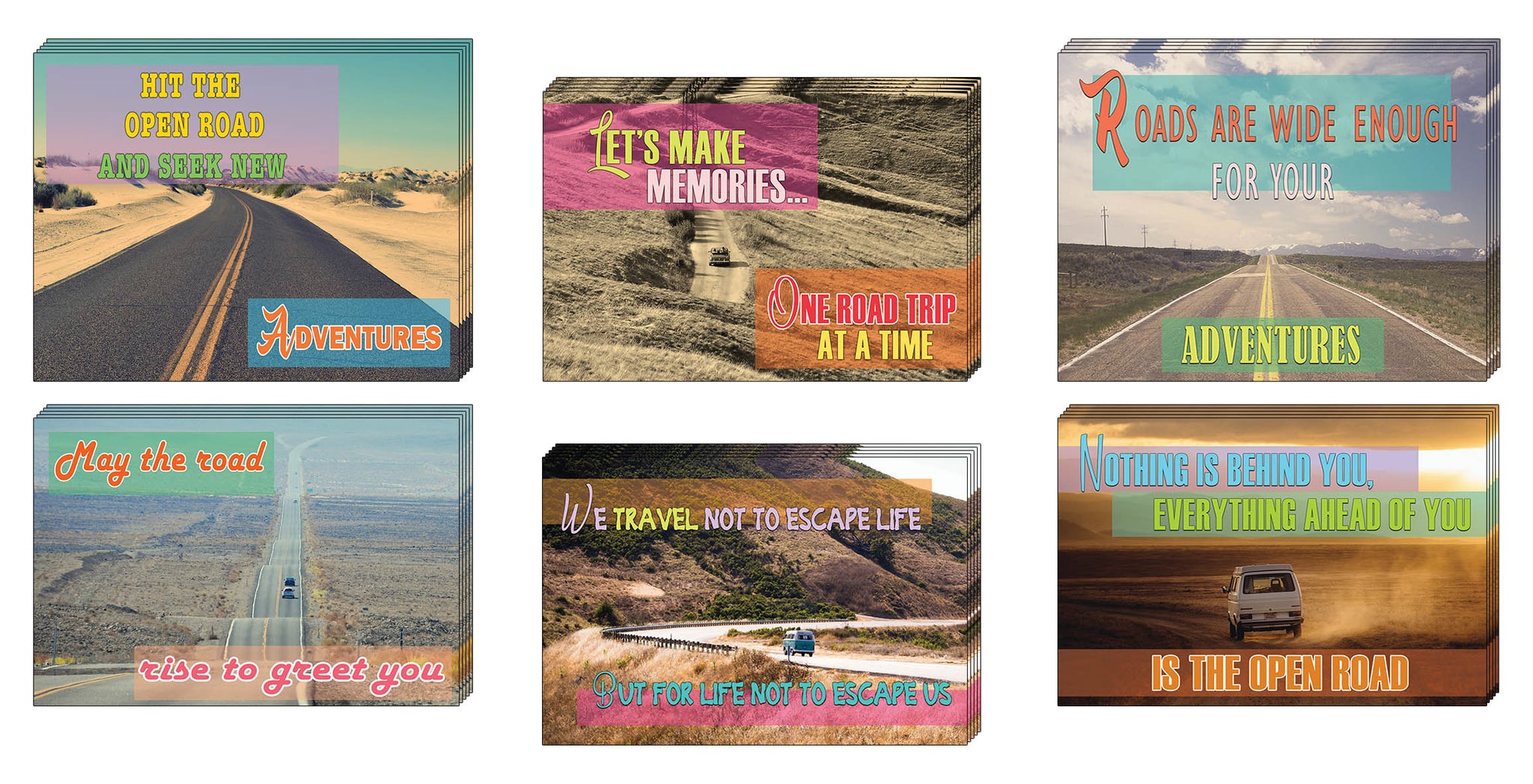Creanoso Inspiring Sayings Land Travel Postcards Ã¢â‚¬â€œ Assorted Greetings Cards for Travelers