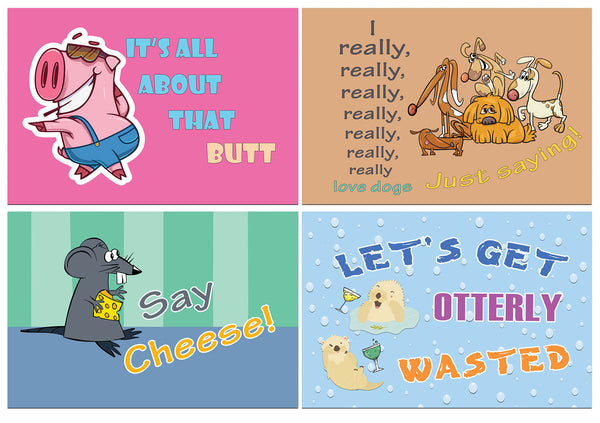 Creanoso Funny Animals Comedic Postcards ÃƒÂ¢Ã¢â€šÂ¬Ã¢â‚¬Å“ Unique and Silly Giveaways Note Card