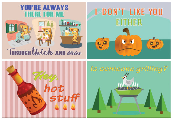 Creanoso Funny Food and Drinks Comedic Postcards ÃƒÂ¢Ã¢â€šÂ¬Ã¢â‚¬Å“ Unique and Silly Note Card Bulks