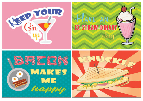 Creanoso Funny Food and Drinks Comedic Postcards ÃƒÂ¢Ã¢â€šÂ¬Ã¢â‚¬Å“ Unique and Silly Note Card Bulks