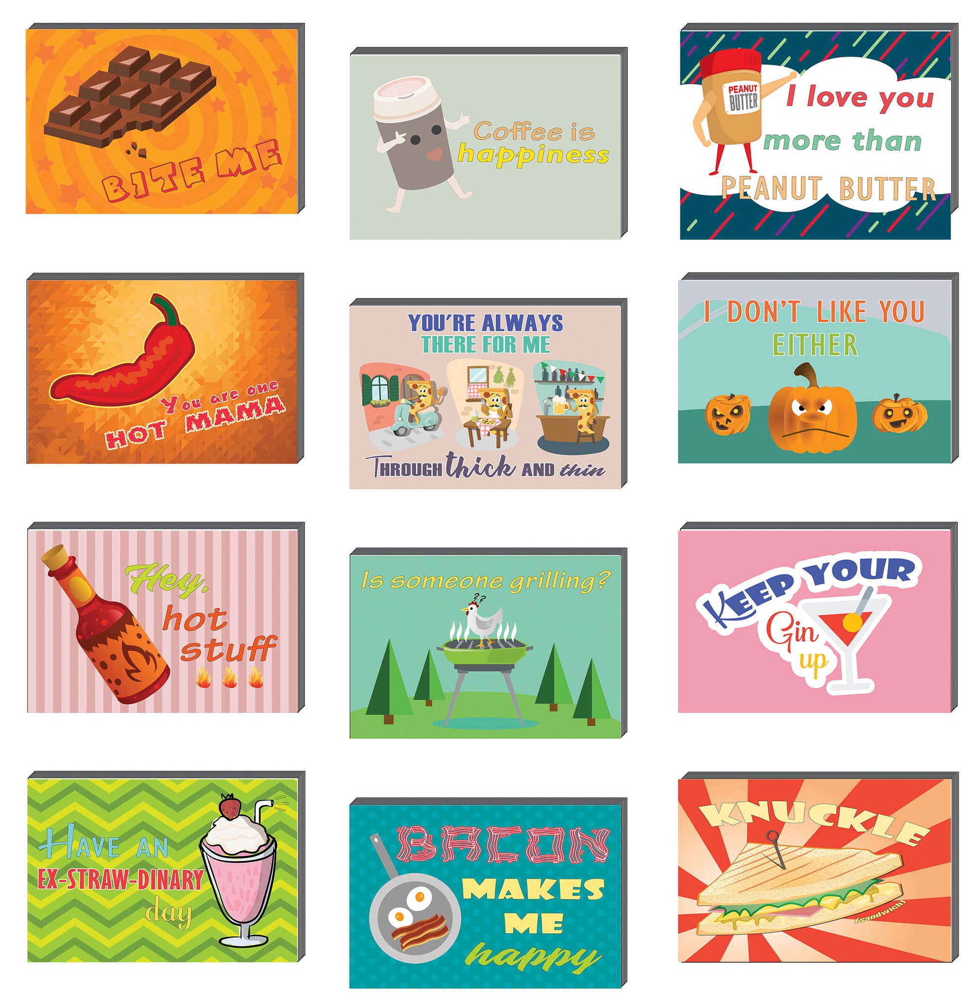 Creanoso Funny Food and Drinks Comedic Postcards ÃƒÂ¢Ã¢â€šÂ¬Ã¢â‚¬Å“ Unique and Silly Note Card Bulks