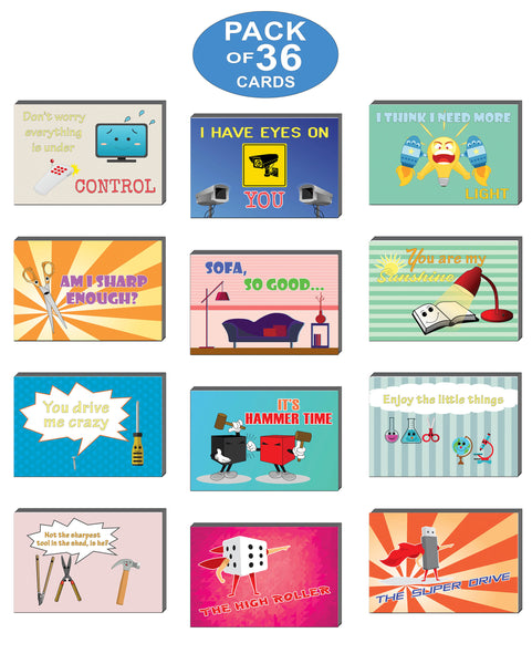 Creanoso Funny Things Comedic Postcards (36-Pack) Ã¢â‚¬â€œ Unique and Silly Note Card Bulks Assorted Pack Ã¢â‚¬â€œ Cool Giveaways for Men, Women, Employees Ã¢â‚¬â€œ Great Greeting Cards Collection Set