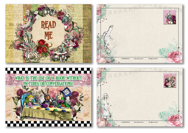 Alice in Wonderland Postcards Series 3 - Cool Student Giveaways - Stocking Stuffers Gift for Teachers, Educators, Students