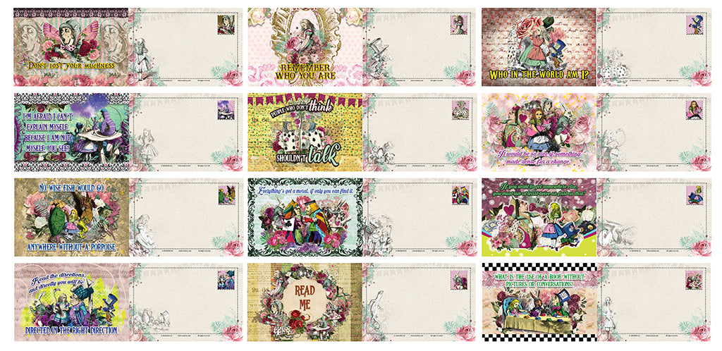 Alice in Wonderland Postcards Series 3 - Cool Student Giveaways - Stocking Stuffers Gift for Teachers, Educators, Students