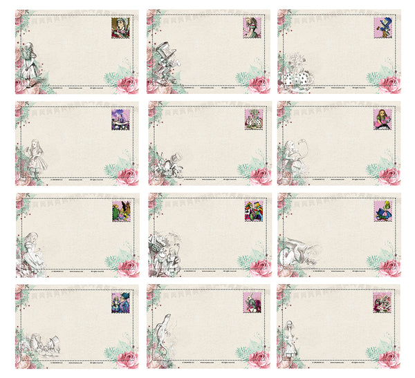 Alice in Wonderland Postcards Series 3 - Cool Student Giveaways - Stocking Stuffers Gift for Teachers, Educators, Students