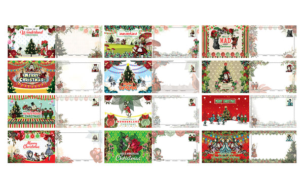 Creanoso Christmas Alice in Wonderland Postcards (60-Pack)- Cool Student Giveaways - Stocking Stuffers Gift for Teachers, Educators, Students