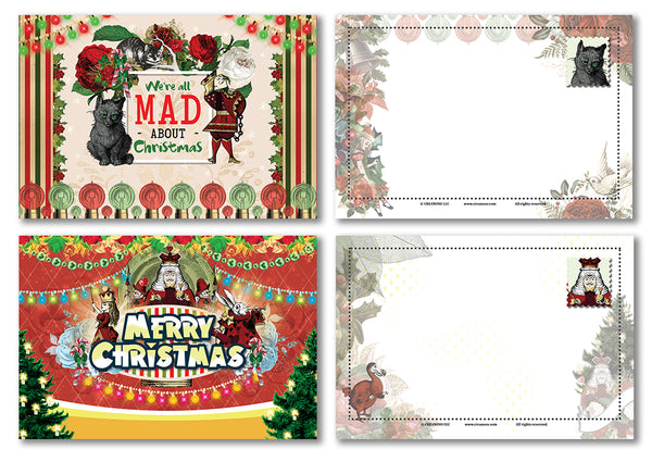 Creanoso Christmas Alice in Wonderland Postcards (60-Pack)- Cool Student Giveaways - Stocking Stuffers Gift for Teachers, Educators, Students