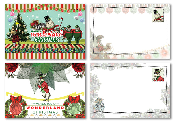 Creanoso Christmas Alice in Wonderland Postcards (60-Pack)- Cool Student Giveaways - Stocking Stuffers Gift for Teachers, Educators, Students