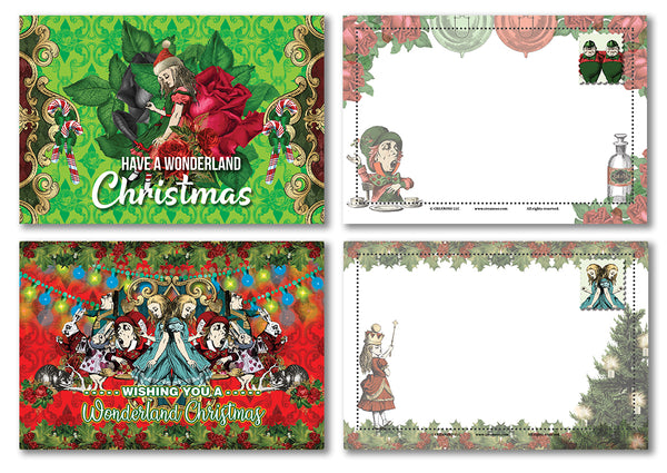 Creanoso Christmas Alice in Wonderland Postcards (60-Pack)- Cool Student Giveaways - Stocking Stuffers Gift for Teachers, Educators, Students