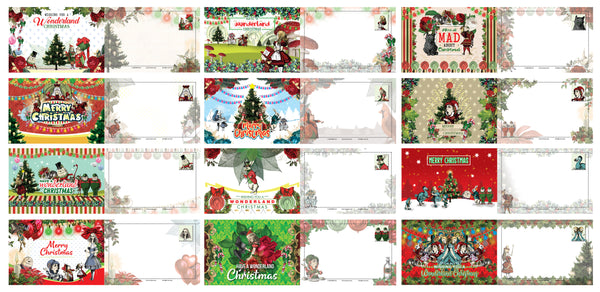 Creanoso Christmas Alice in Wonderland Postcards (60-Pack)- Cool Student Giveaways - Stocking Stuffers Gift for Teachers, Educators, Students