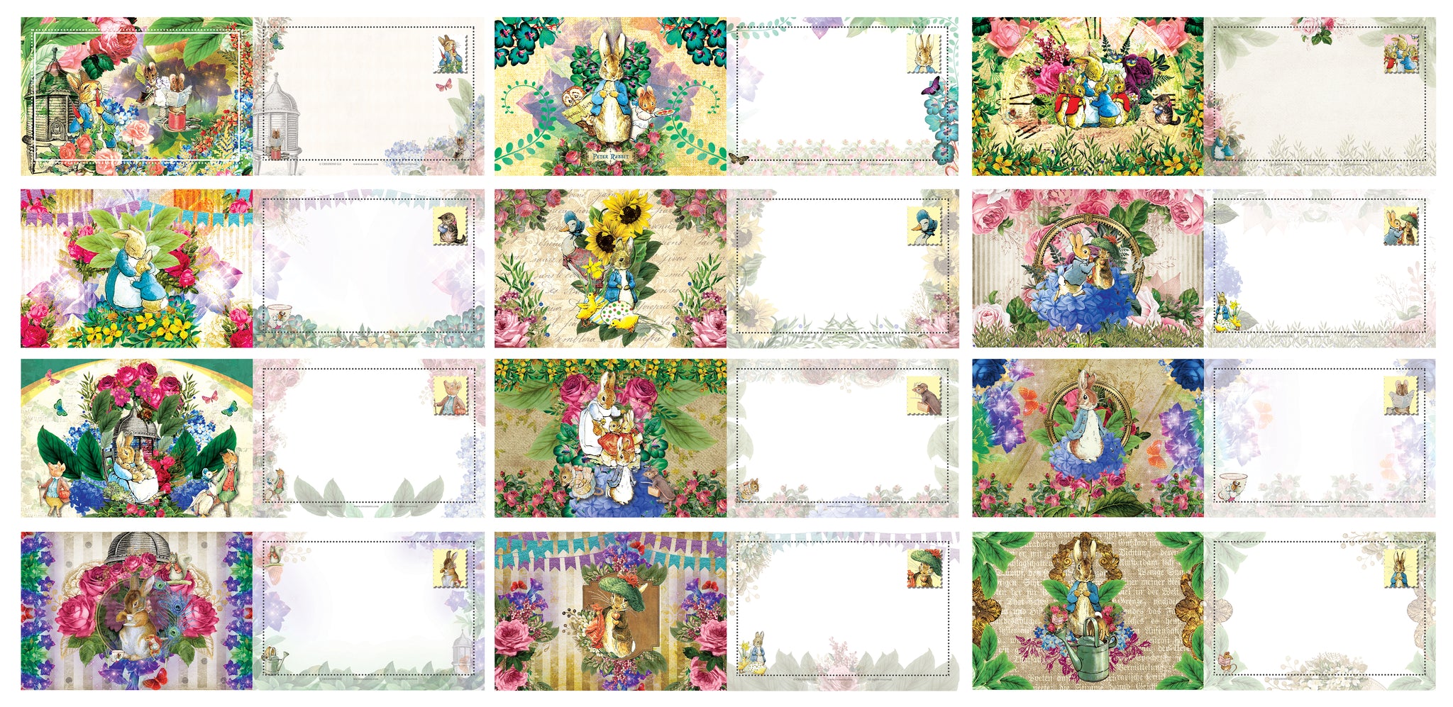 Peter Rabbit Postcards (12 Pack) - Unique Cool Giveaways for Kids, Adults, Boys,Girls,Womenâ€“ Great Greeting Cards Collection Set