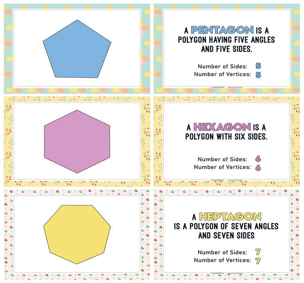 Colorful 18 Different Shapes Learning Notecards (18-Pack)