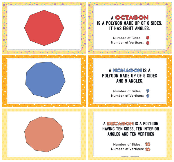 Colorful 18 Different Shapes Learning Notecards (18-Pack)