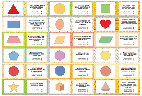 Colorful 18 Different Shapes Learning Notecards (18-Pack)