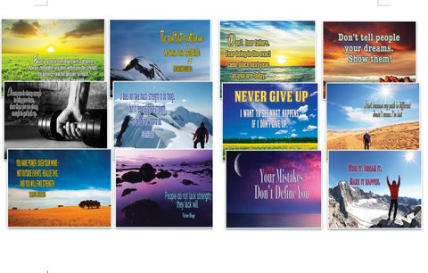 Assorted Inspirational Stay Strong Success Quotes Postcards - CNSPC1003 and CNSPC1004 (24-Pack)