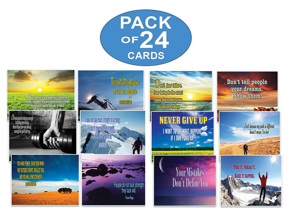 Assorted Inspirational Stay Strong Success Quotes Postcards - CNSPC1003 and CNSPC1004 (24-Pack)