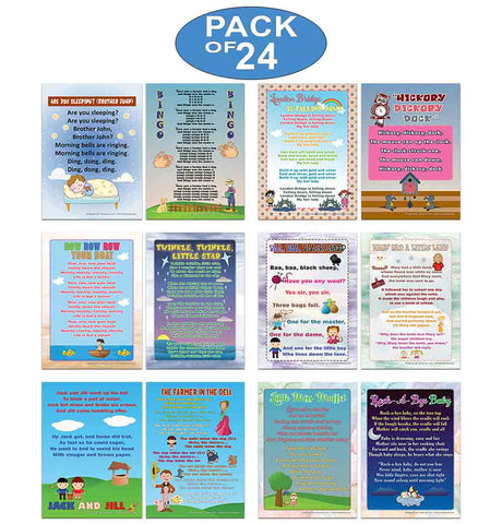 Creanoso Nursery Rhymes Series 1 Educational Posters (24-Pack) - Teacher Teaching Supply Bulk Set