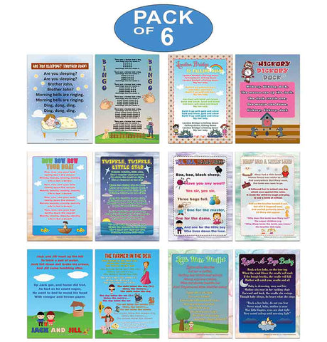 Creanoso Nursery Rhymes Educational Posters Series 1 (6-Pack) - Pretty Favors Teacher Teaching Supply