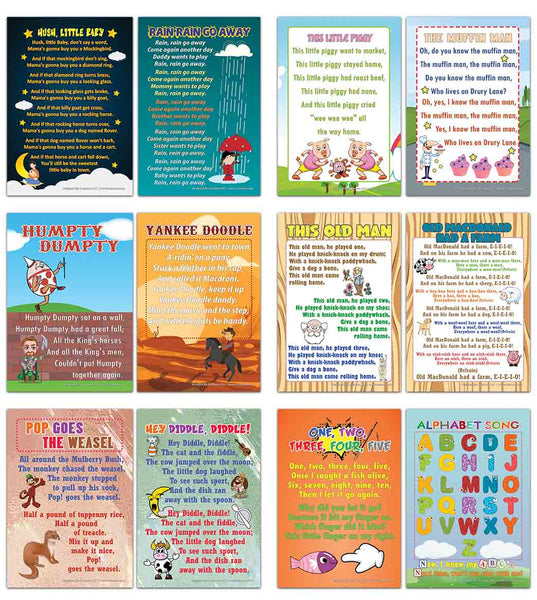 Creanoso Nursery Rhymes Educational Posters Series 2 (24-Pack) â€“ Cool Homeschooling Aid â€“ DIY Kit