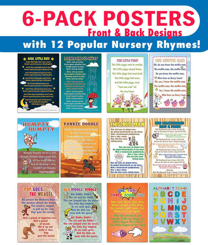 Creanoso Nursery Rhymes Educational Posters Series 2 (6-Pack) - Great Home Schooling Aid Bulk Set