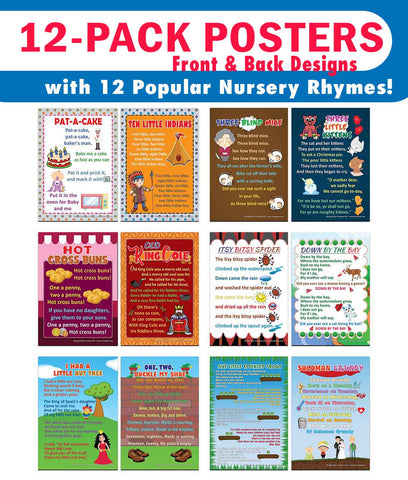 Creanoso Nursery Rhymes Educational Posters Series 3 (12-Pack) - Home Teaching Bulk Value Pack