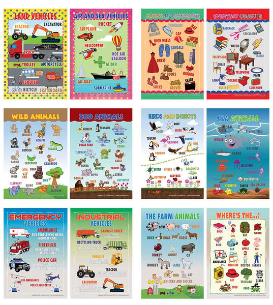 Creanoso Visual Objects Educational Posters (24-Pack) - Teachers Value Savers Bulk Buy