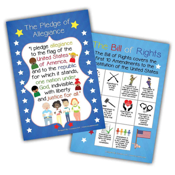 Creanoso USA Fun Facts Educational Learning Posters (24-Pack) - Bulk Set Teacher Teaching Supply
