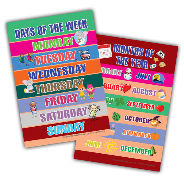 Telling Time Educational Learning Posters (6-Pack)