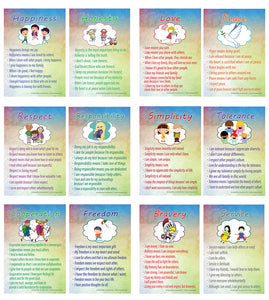 Creanoso Good Values Posters for Kids Series 1 - (6-Pack) - Pretty Favors Teacher Teaching Supply - Stocking Stuffers Gifts for Boys Girls Home Activities - High Quality Designs â€“ Home Schooling Kit