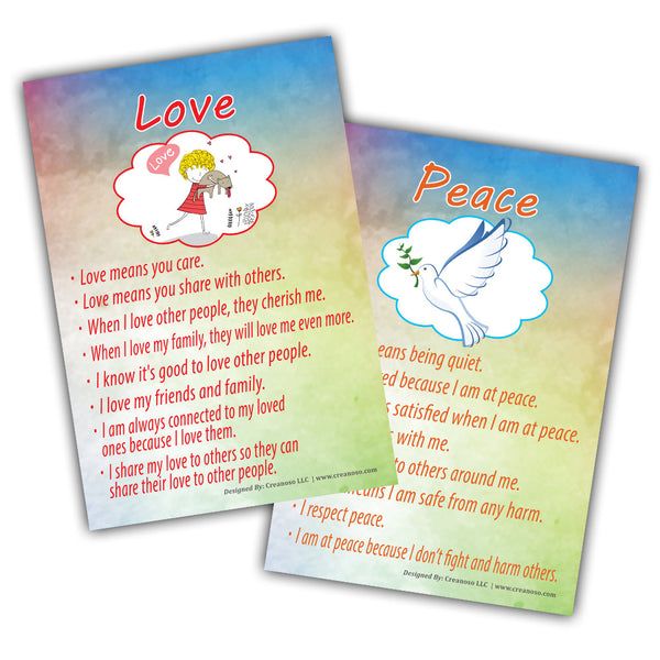 Creanoso Good Values for Kids Series 1 Educational Learning Posters (12-Pack) â€“ Design Gifts Ideas for Kids Boys Girls â€“ Fun Activities Stocking Stuffers â€“ Teaching Set â€“ Supplementary Home Schooling