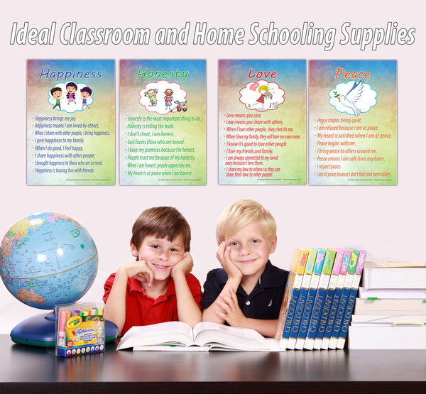Creanoso Good Values for Kids Series 1 Educational Learning Posters (12-Pack) â€“ Design Gifts Ideas for Kids Boys Girls â€“ Fun Activities Stocking Stuffers â€“ Teaching Set â€“ Supplementary Home Schooling