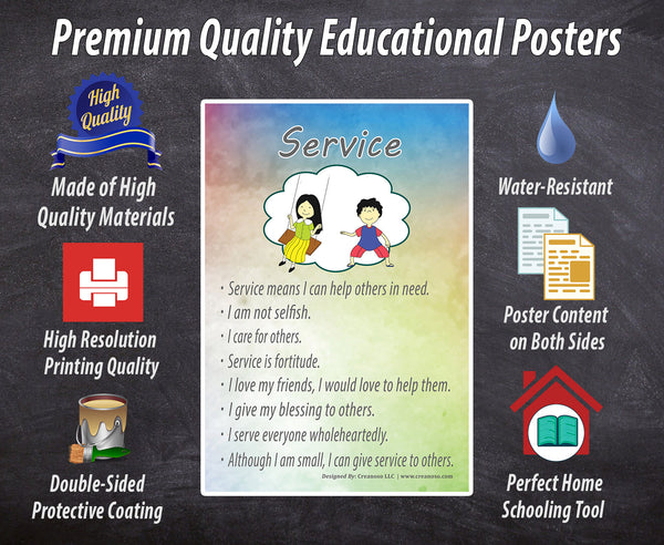 Creanoso Good Values for Kids Series 1 Educational Learning Posters (12-Pack) â€“ Design Gifts Ideas for Kids Boys Girls â€“ Fun Activities Stocking Stuffers â€“ Teaching Set â€“ Supplementary Home Schooling