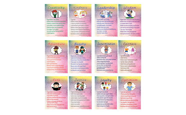 Creanoso Good Values for Kids Series 2 Educational Learning Posters (12-Pack) â€“ Design Gifts Ideas for Kids Boys Girls â€“ Fun Activities Stocking Stuffers â€“ Teaching Set â€“ Supplementary Home Schooling
