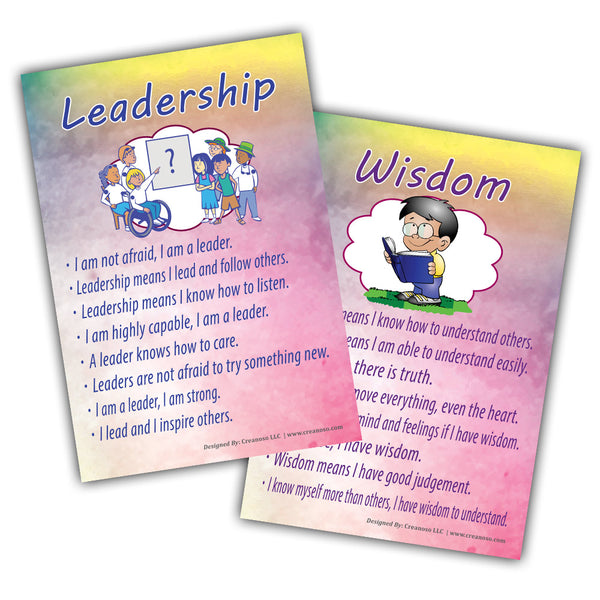 Creanoso Good Values for Kids Series 2 Educational Learning Posters (12-Pack) â€“ Design Gifts Ideas for Kids Boys Girls â€“ Fun Activities Stocking Stuffers â€“ Teaching Set â€“ Supplementary Home Schooling