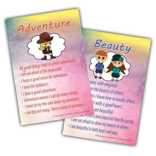 Creanoso Good Values Learning Posters for Kids Bulk Set Series 2 (24-Pack) - Pretty Favors Teacher Teaching Supply - Stocking Stuffers Gifts for Boys Girls Home Activities - High Quality Designs