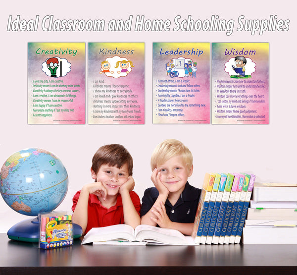 Creanoso Good Values for Kids Series 2 Educational Learning Posters (12-Pack) â€“ Design Gifts Ideas for Kids Boys Girls â€“ Fun Activities Stocking Stuffers â€“ Teaching Set â€“ Supplementary Home Schooling