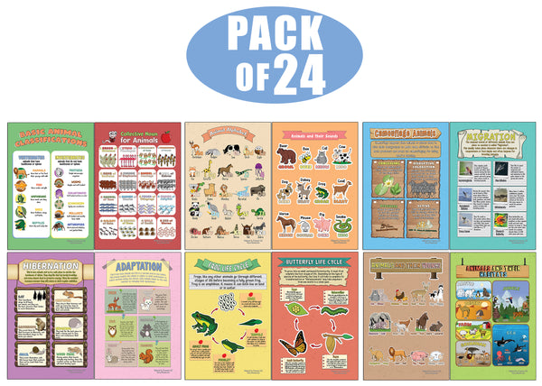 Creanoso Learning Posters - Animals - Fun and Encouraging Homeschool Gift Ideas for Students, Children, Teachers & Adults