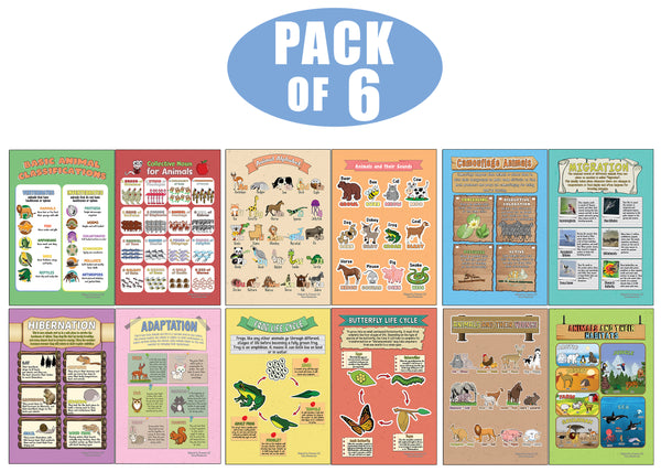 Creanoso Learning Posters - Animals - Fun and Encouraging Homeschool Gift Ideas for Students, Children, Teachers & Adults