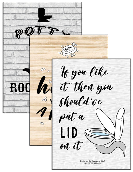 Creanoso Funny Bathroom Quotes Sayings Sign Posters (24-Pack) - Premium Quality Gift Ideas for Children, Teens, & Adults for All Occasions - Stocking Stuffers Party Favor & Giveaways