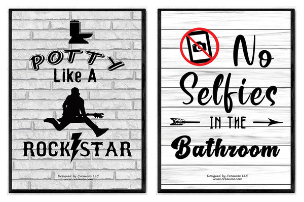 Creanoso Funny Bathroom Quotes Sayings Sign Posters (24-Pack) - Premium Quality Gift Ideas for Children, Teens, & Adults for All Occasions - Stocking Stuffers Party Favor & Giveaways