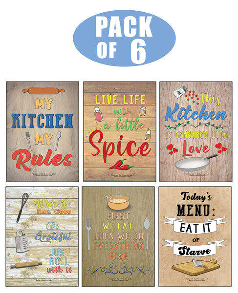 Creanoso Kitchen Quotes and Sayings Poster Prints - Fun and Encouraging Gift Ideas for Teens, Children, & Adults