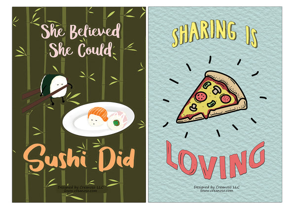 Creanoso Inspiring Puns Home Posters (6-Pack) - Stocking Stuffers Premium Quality Gift Ideas for Children, Teens, & Adults - Corporate Giveaways & Party Favors