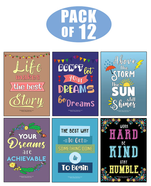Creanoso Inspirational Quote & Saying Poster Prints (12-Pack) - Unique Stocking Stuffers for Office Workers Teachers Employees Men Women â€“ Wall Art Home DÃ©cor â€“ Great Value Buy