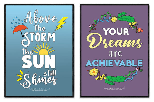 Creanoso Inspirational Quote & Saying Poster Prints (24-Pack) - Stocking Stuffers Gifts for Men Women Professionals Adults â€“ Cool Wall Art Decal DÃ©cor for Home Office Classroom Storage Room â€“ Great for Wall Hanging