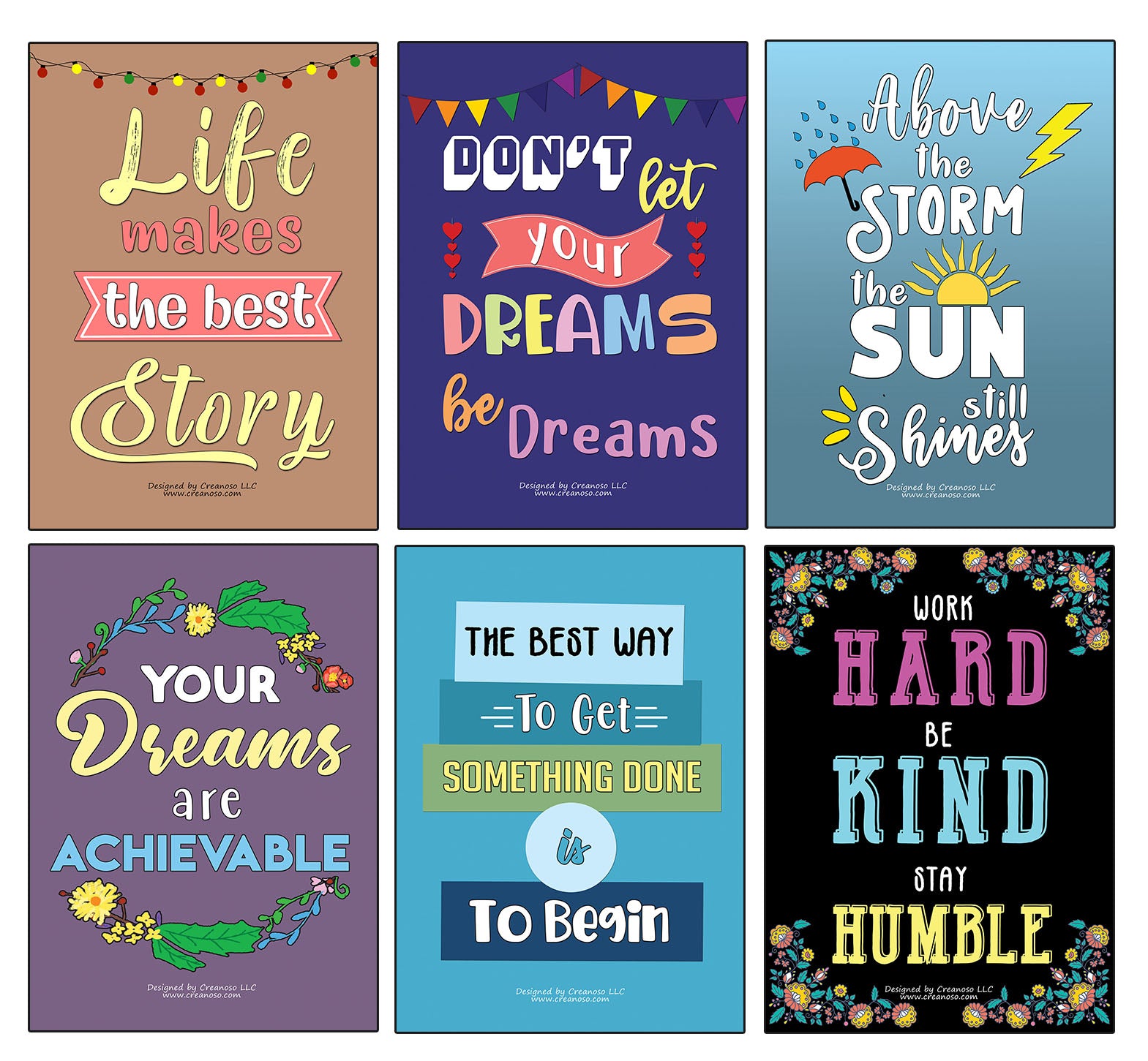 Creanoso Inspirational Quote & Saying Poster Prints (12-Pack) - Unique Stocking Stuffers for Office Workers Teachers Employees Men Women â€“ Wall Art Home DÃ©cor â€“ Great Value Buy