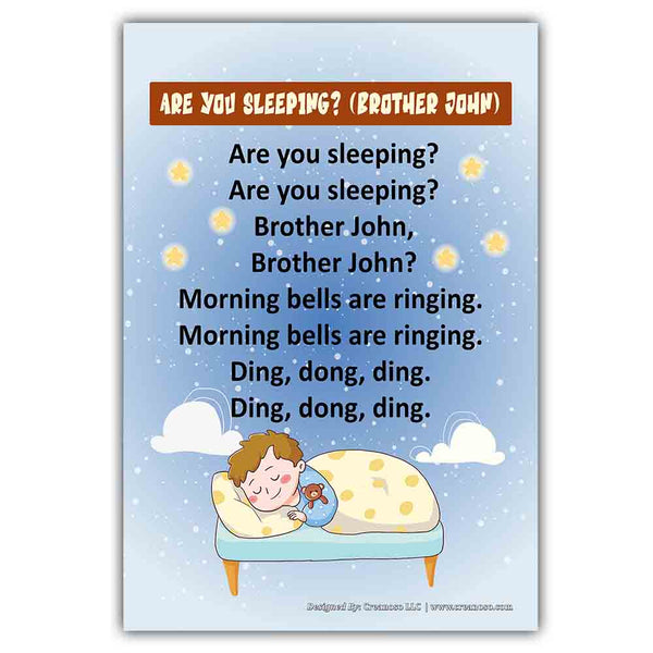 Kindergarten Nursery Rhymes Series Educational Posters Series 1 , 2 & 3 Sets (18-Pack Front & Back with 36 Popular Songs)