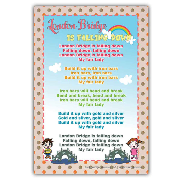 Kindergarten Nursery Rhymes Series Educational Posters Series 1 , 2 & 3 Sets (18-Pack Front & Back with 36 Popular Songs)