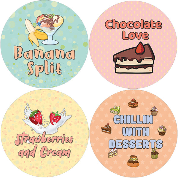 Creanoso Sweet Desserts Stickers (5-Sheet) â€“ Sticker Card Giveaways for Kids â€“ Awesome Stocking Stuffers Gifts for Boys & Girls â€“ Classroom Home Rewards Enticements