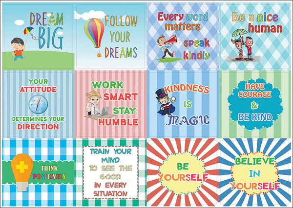 Creanoso Educational Motivational Quotes Bookmarks and Stickers Bundle Pack - Great Gifts for Kids