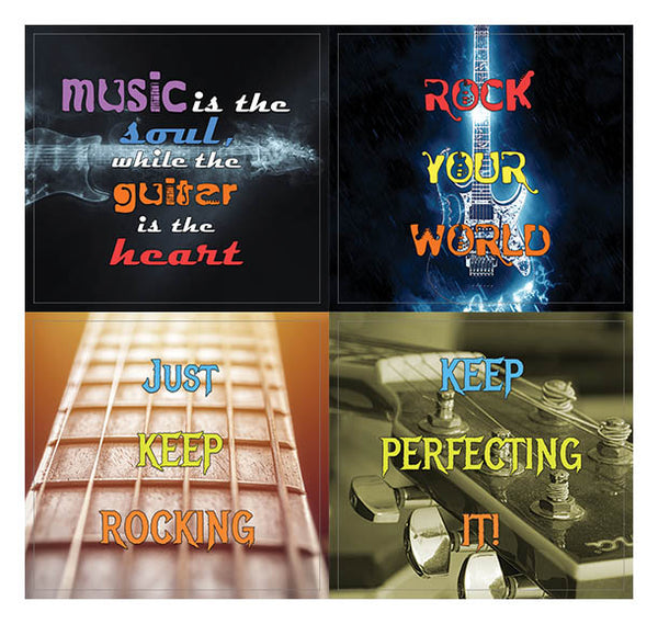 Creanoso Guitar Quote Stickers for Musicians and Guitarists (10-Sheet) Ã¢â‚¬â€œ Premium Gift Set